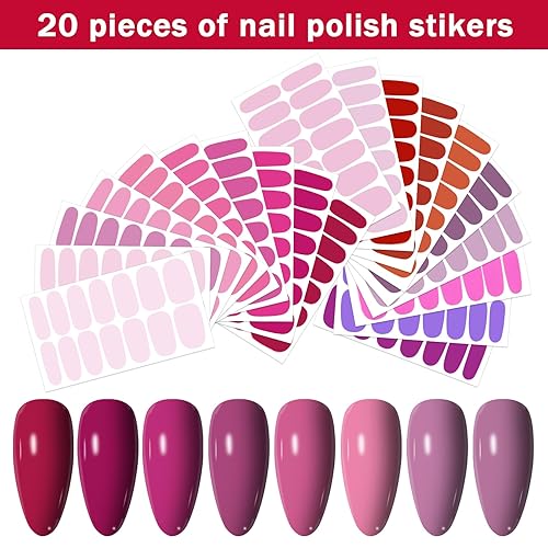 Vista 41 de 20 hojas de 440 calcomanías autoadhesivas de esmalte de uñas para mujeres y niñas, calcomanías de uñas degradadas con purpurina para uñas de gel