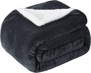 Fabienne Sherpa Bed Blanket King Size Twin Plush Throw Blanket Fleece Reversible Flannel Blanket - Warm and Plush Travel Blanket for Bed Sofa Travel Couch (Dark Grey)