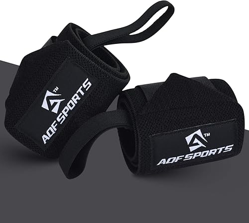 Miniatura 8 de AQF Muñequeras para levantamiento de pesas Aprobado por USPA e IPL de 18 pulgadas con bucle para el pulgar Correas de muñeca de levantamiento de