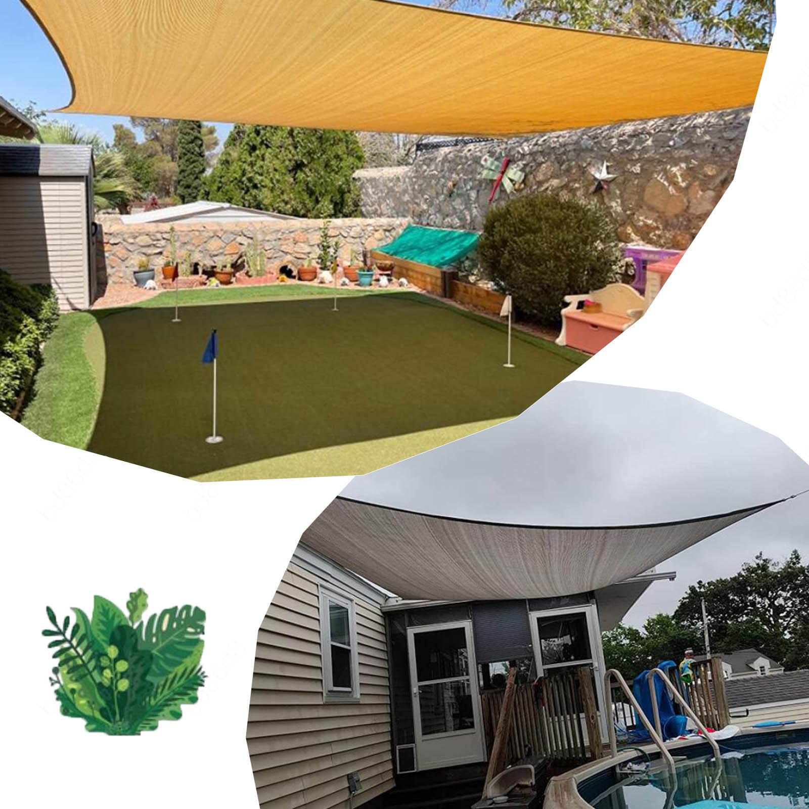LBRG Rete Ombreggiante, Personalizzabile,Telone Parasole in Tessuto della Serra con i Grommet,Telone Parasole per Il pergolato,Rete Anti-UV Tenda da Sole,Beige-3x6m(9.8 * 19.7ft)