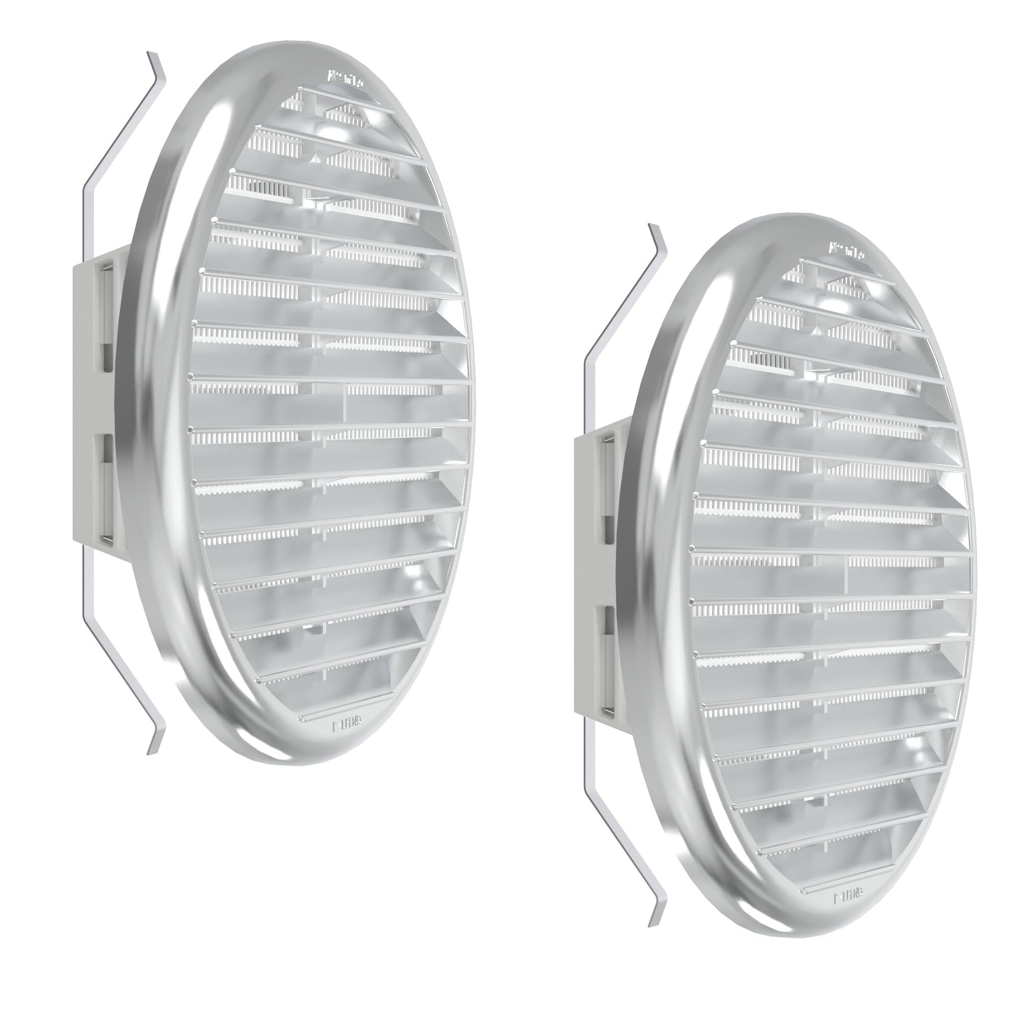 Grille d'aération plikc GC en chrome 125/160 mm pour conduit mural, lot de 2