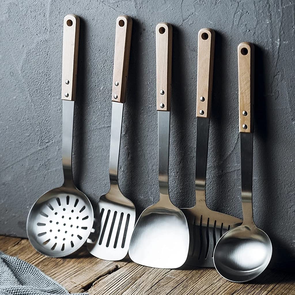 Küchenutensilien-Set im nordischen Stil, Edelstahl, antihaftbeschichtet, Pfannenwender, Löffel, Schöpflöffel, Sieb, Skimmer, Küchengeschirr, Werkzeug-Set für Kochgeschirr