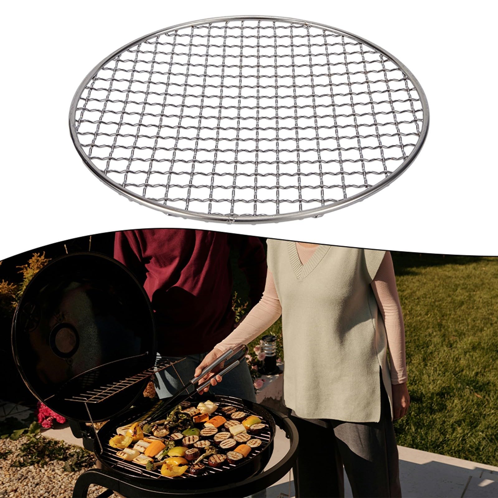 Artykuły do ​​pieczenia, Siatka do grilla ze stali nierdzewnej, metalowa siatka krzyżowa, odpowiednia do grillowania płyt i patelni, gotowania na parze(380MM)