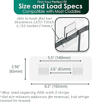 Shower Caddy Adhesive Replacement Sticker, Shower Adhesive Strip Adhesive Hook Bathroom Storage Shelf Organizer Sticker (Transparent - 6 Packs - 2 Flat Hook)