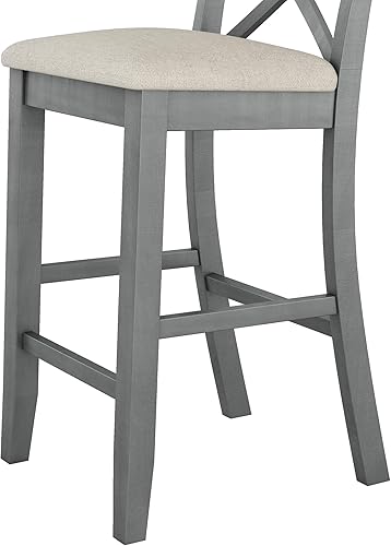 Miniatura 6 de P PURLOVE Juego de mesa de bar de 3 piezas, mesa de comedor de cocina rústica de altura de barra para 2, mesa de comedor rectangular con 2 sillas