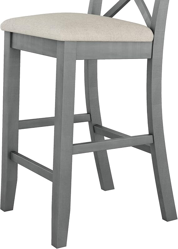 P PURLOVE 3 Piece Bar Table Set, Rustic Bar Height Kitchen Dining Table Set for 2,Rectangular Dining Table with 2 Chairs for Small Places,Dining Room