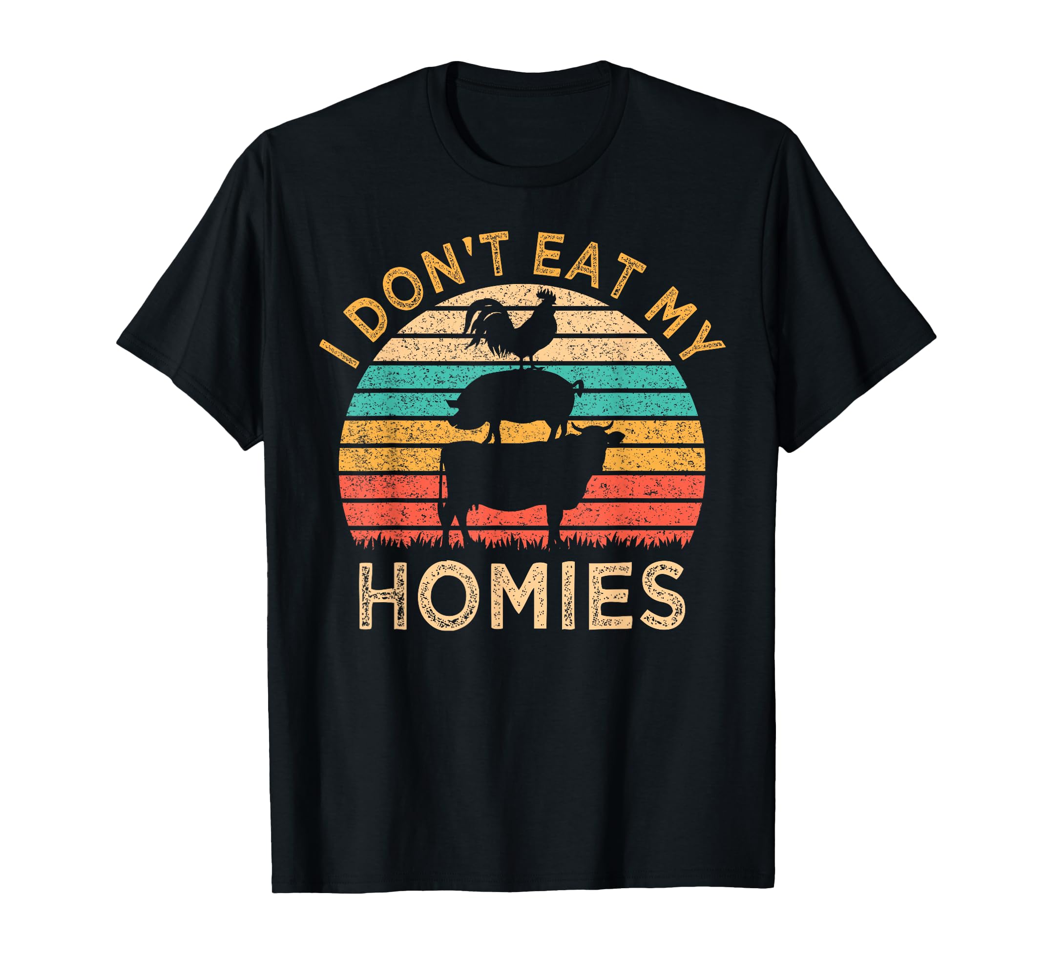 Vegetarian I Don't Eat My Homies Funny Vegan Retro T-Shirt