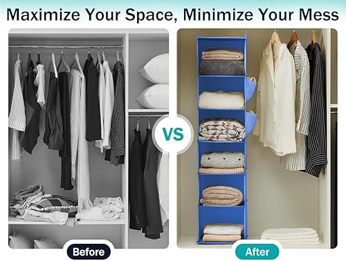 Miniatura 12 de Organizadores y almacenamiento colgante para el clóset, 6 estantes de almacenamiento colgantes para clóset, gris Beige,Negro -,Azul,Marrón,Rojo