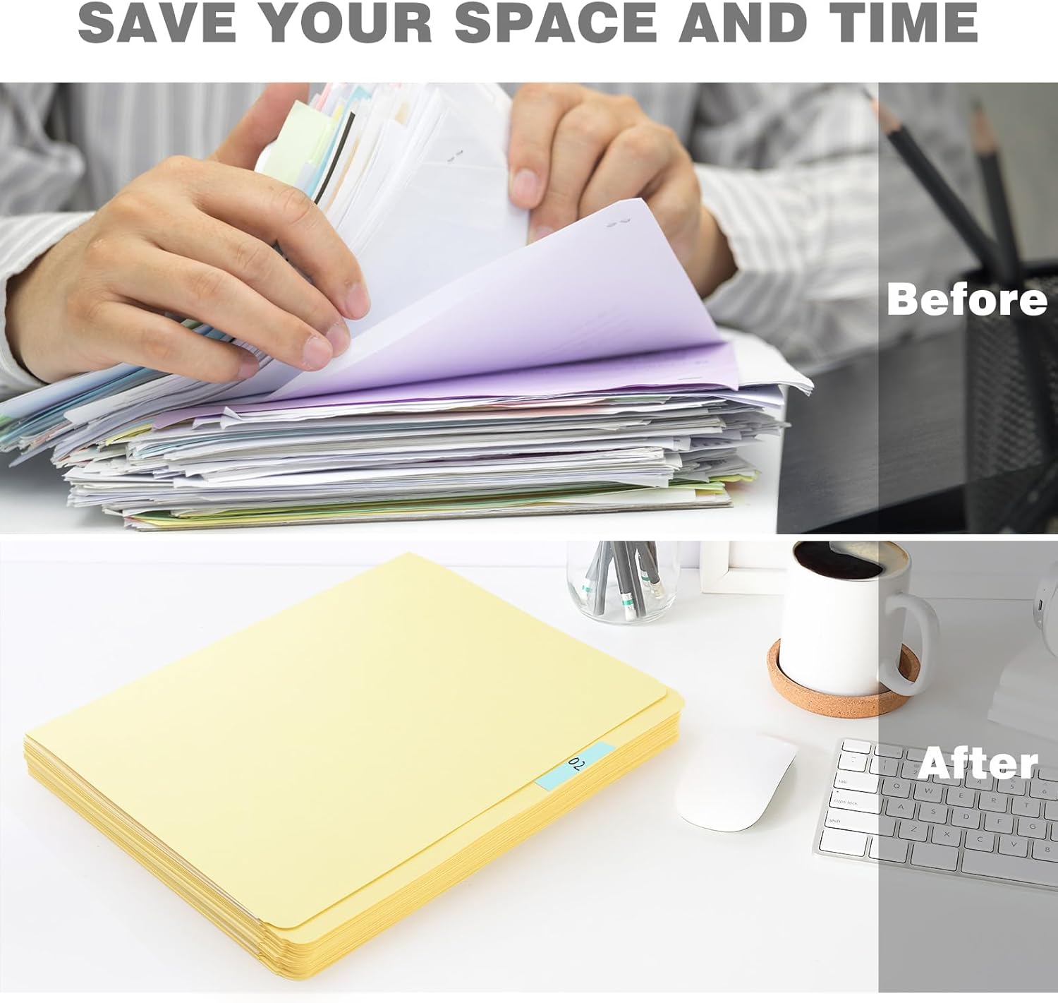 Lineco Archival Letter Size File Folders. Organize Important Documents, Prints, Photos. 9.5" x 11.75" with Full Cut Tab, Acid-Free, Lignin-Free Light Tan 10 Pt. Perma/Dur Folder Stock. Pack of 100