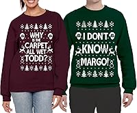 Vista 104 de Wild Bobby Why is The Carpet All Wet Todd Margo Couples Ugly Christmas Graphic Sweatshirts