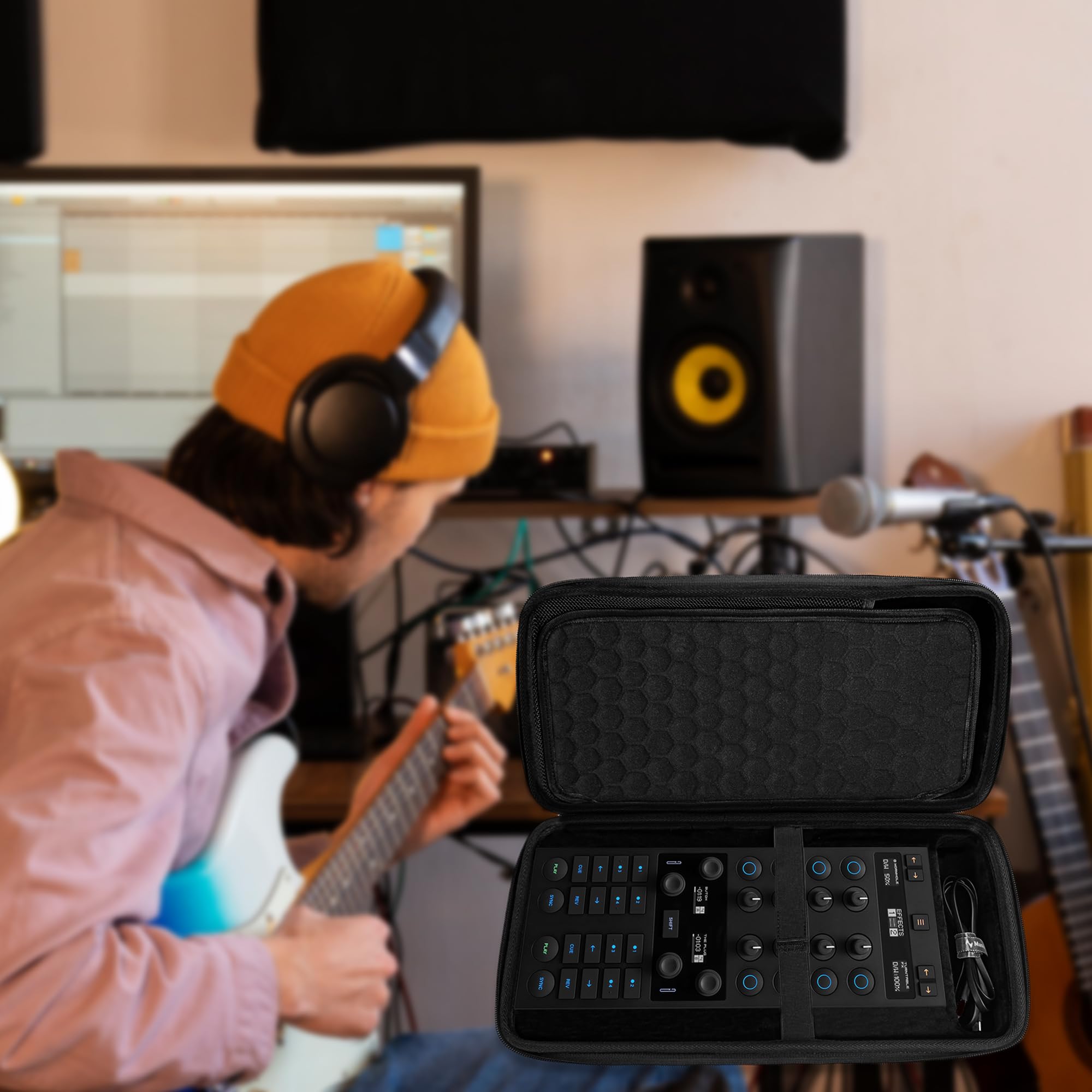 Musiin Hochwertige DJ-Controller-Tasche, kompatibel mit NI TRAKTOR X1 MK3, F1, Z1, Doppelreißverschluss, Hartschalentasche mit Riemen, ideal zur Aufbewahrung im Studio