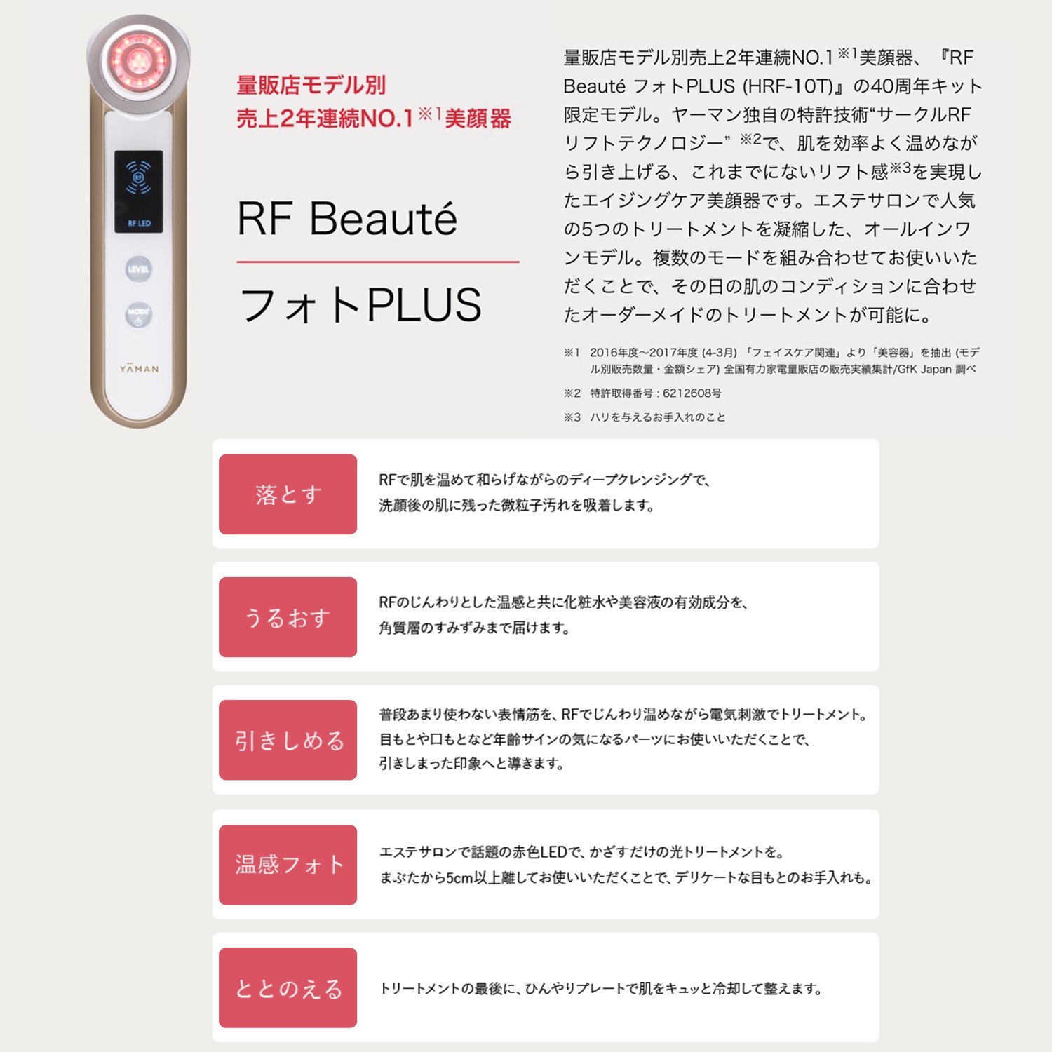 YA-MAN Facial Massager RF Beaute Photo Plus 40th Anniversary Kit