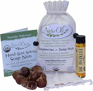 NaturOli Soap Nuts / Soap Berries - 4oz organic (60 loads) + 18X Travel Bottle! Select Seedless - 1 Wash Bag, 8-pg info, T...