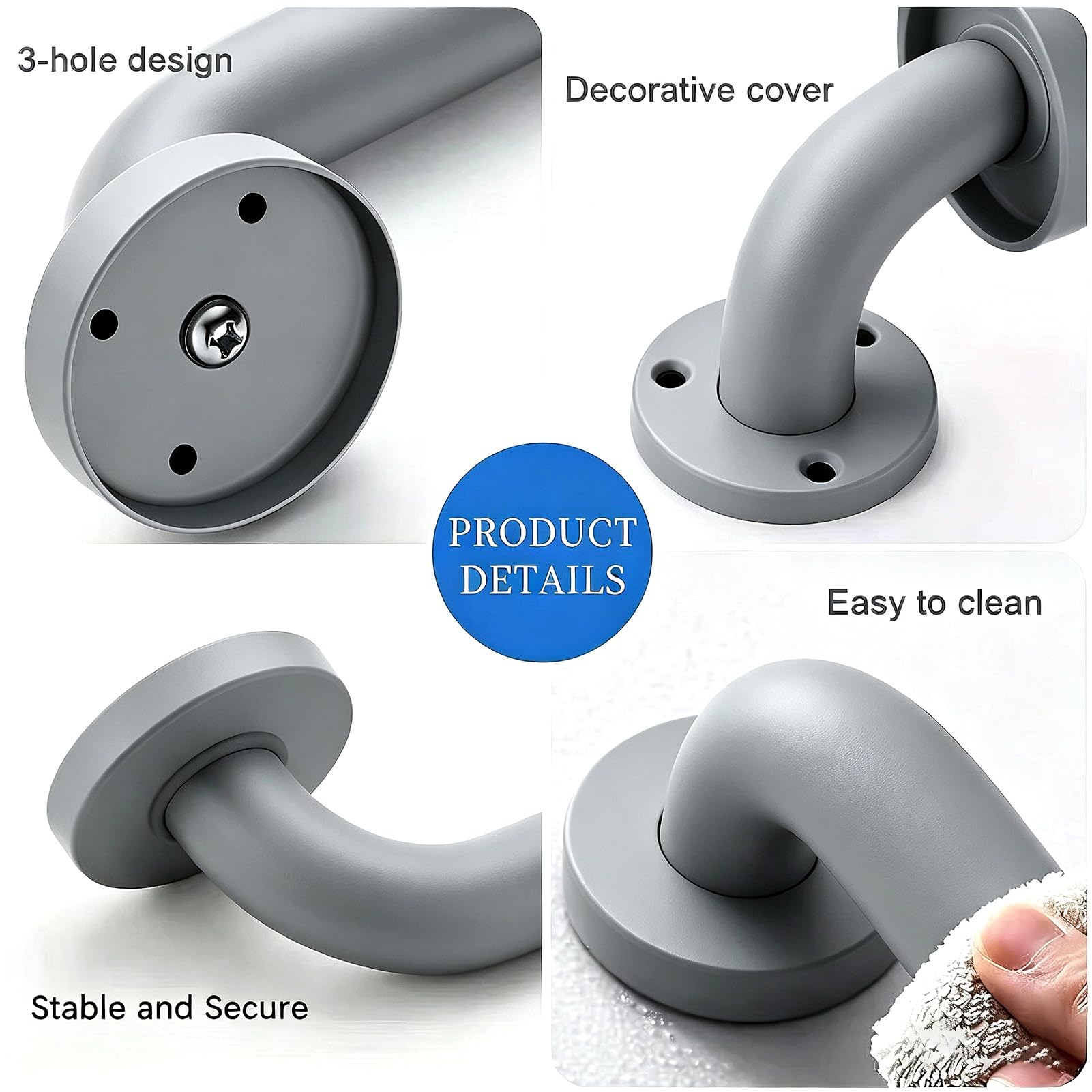 Barra De Agarre De Seguridad Para Baño, Asidero De Ducha De Acero Inoxidable 304, Pasamanos De Seguridad, Pasamanos Para Bañera, Ducha, Inodoro(125cm)