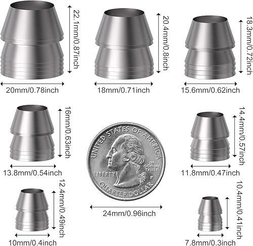 Miniatura 2 de PAGOW Paquete de 7 cuñas de mango redondo de seguridad, juego de cuña con mango cónico para hacha de martillo (0.30 pulgadas, 0.4 pulgadas, 0.47