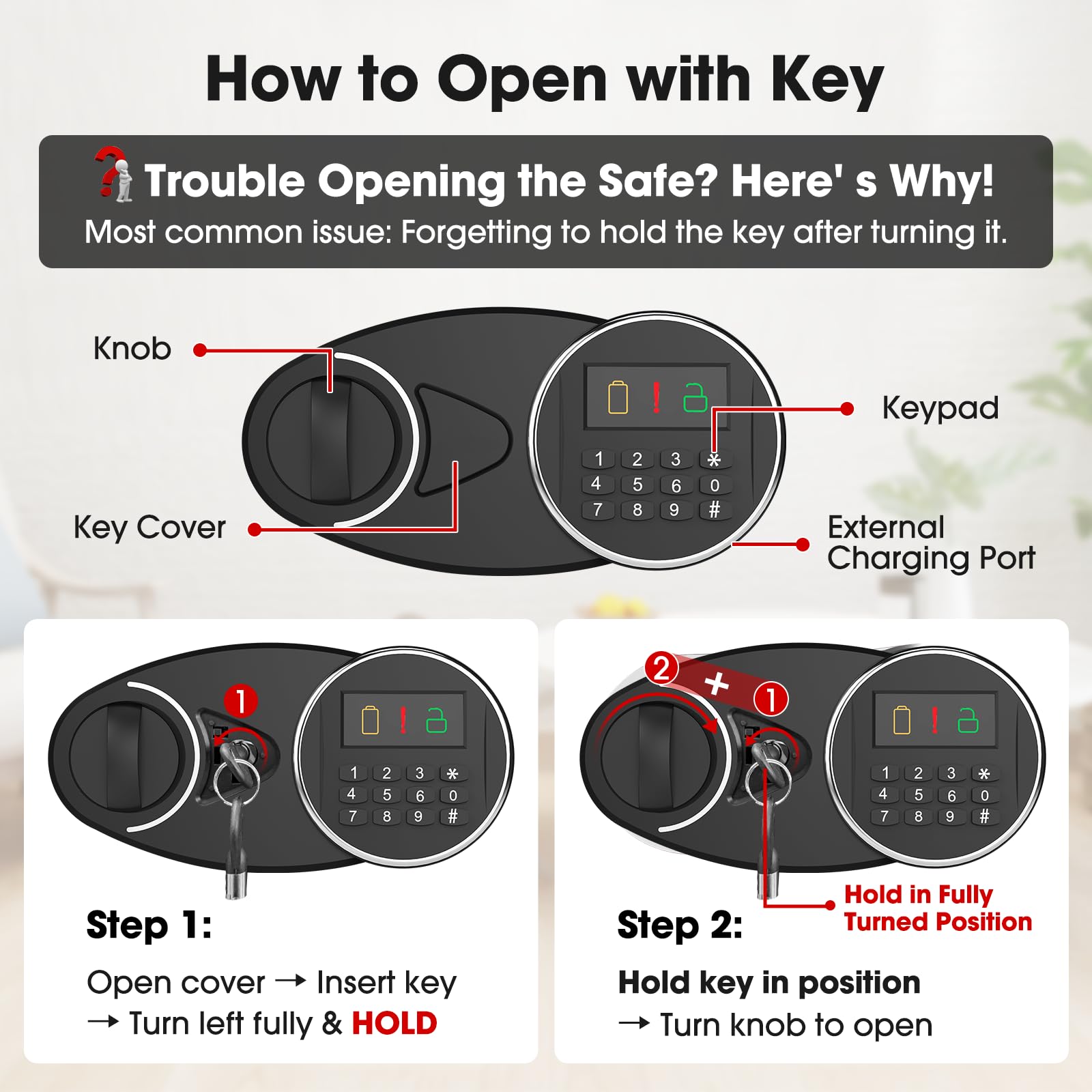GOLDENKEY Home Digital Security Safe Box Lock Safe Steel Cabinet Safe Keypad Lock with Keys Wall or Cabinet Anchoring Design Sejfy na pieniądze Biżuteria Dokumenty 1.04 Cubic, czarny