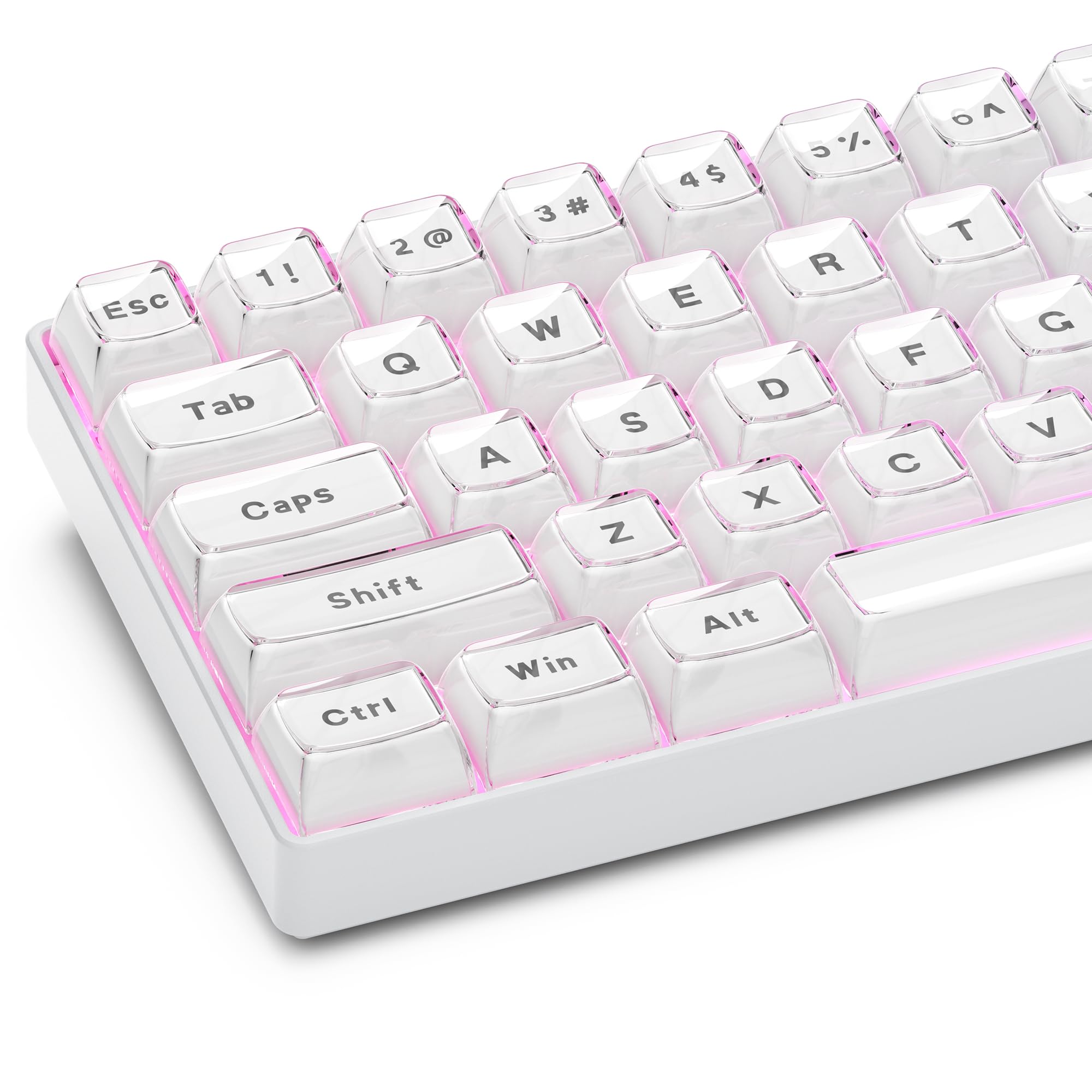Amazon | ホワイトキーキャップ、XVX 113キー クリア半透明キーボード