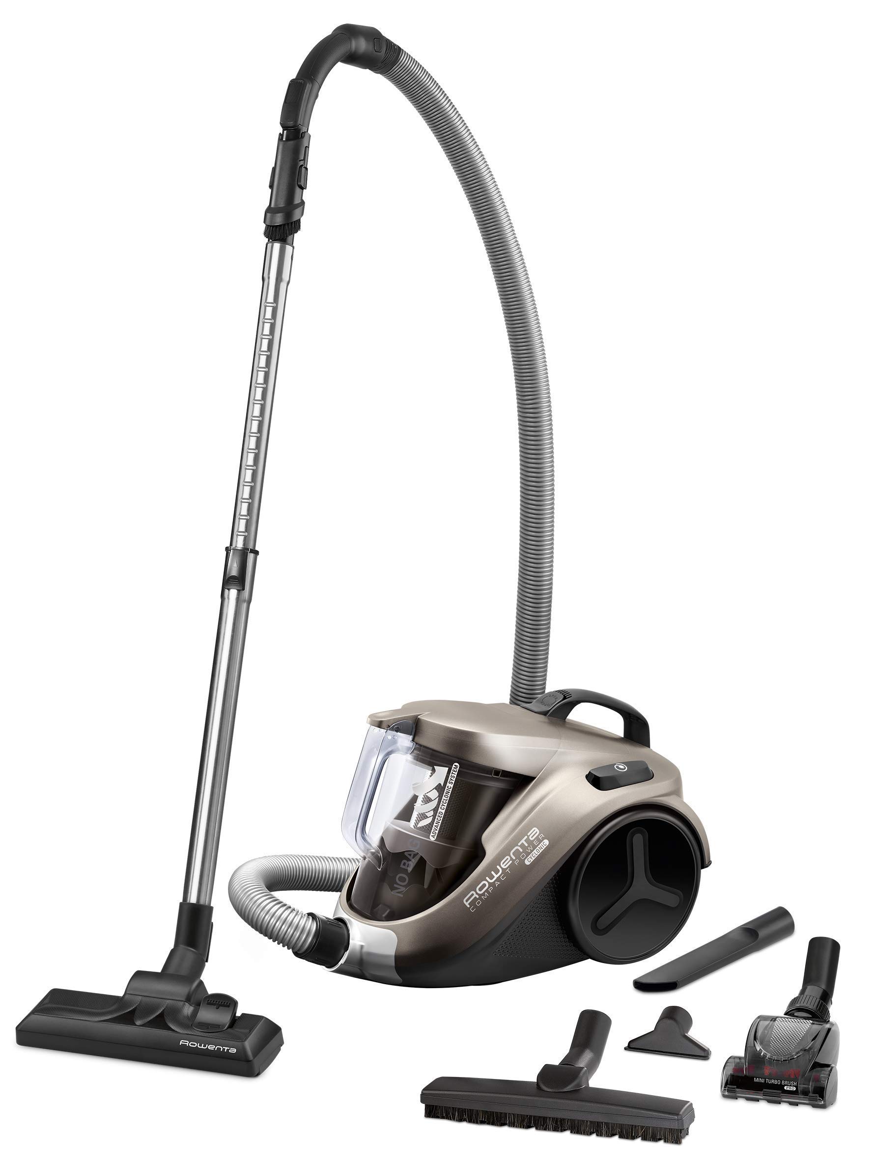 Rowenta RO3786 Compact Power RO3786-Aspiradora, 28 kWh, Aspiradora cilíndrica, Sin Bolsa, 1,5 L), 750 W, 1.5 litros, 79 Decibelios, Negro, Titanio (Reacondicionado)