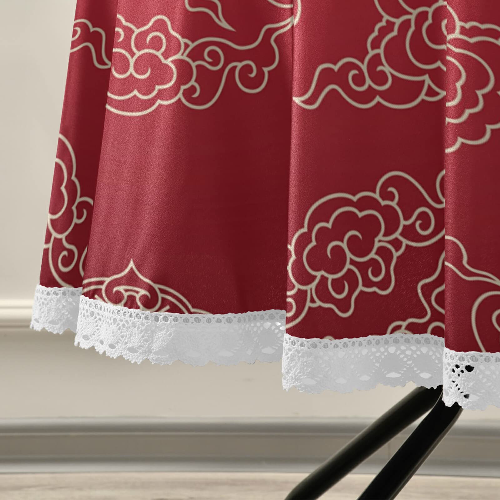 中国風テーブル Amazon｜テーブルクロス 円形 中国風 中華風 赤 レッド テーブルマット