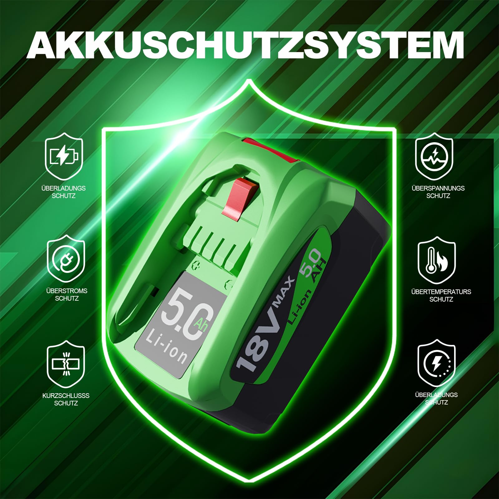 Batterie Bosch 18v Batteries 18V 5.0Ah Pour Outils Bosch - Lot De 2 Compatibles Gloria, Gardena, PBA, PSB Batterie 18v Bosch 2.5ah