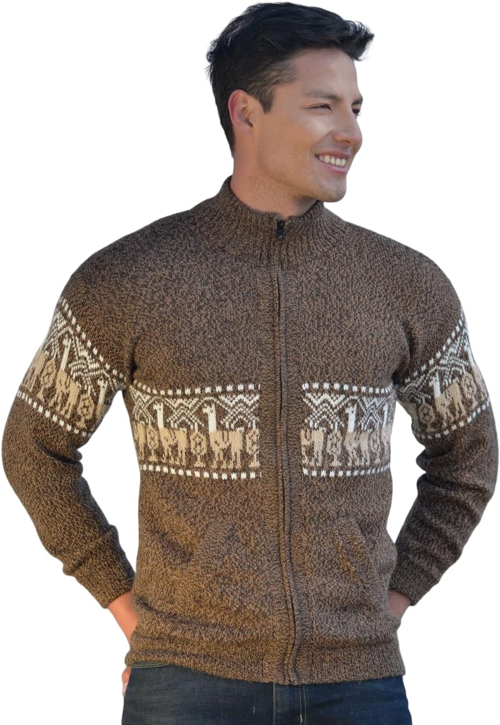 Gamboa Alpaca Sweater for Men Light and Softness Wool Pullover Crewneck Knitted Fall Winter Sweaters