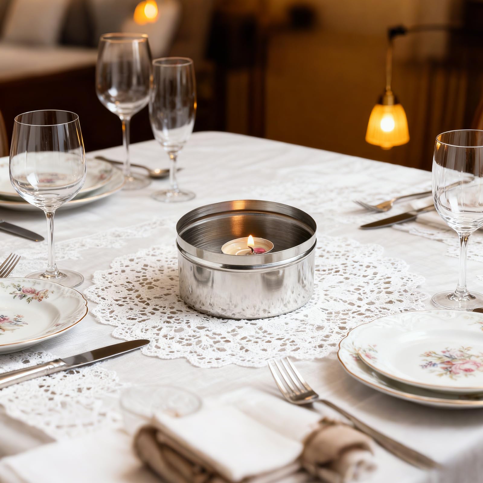 Set di 6 Contenitori per Pasta Combustibile con Coperchio di Sicurezza, Bruciatori per Fonduta In Acciaio Inox, Bruciatore Multifunzionale per Fornelli, Buffet, Feste, Eventi di Catering e Camping