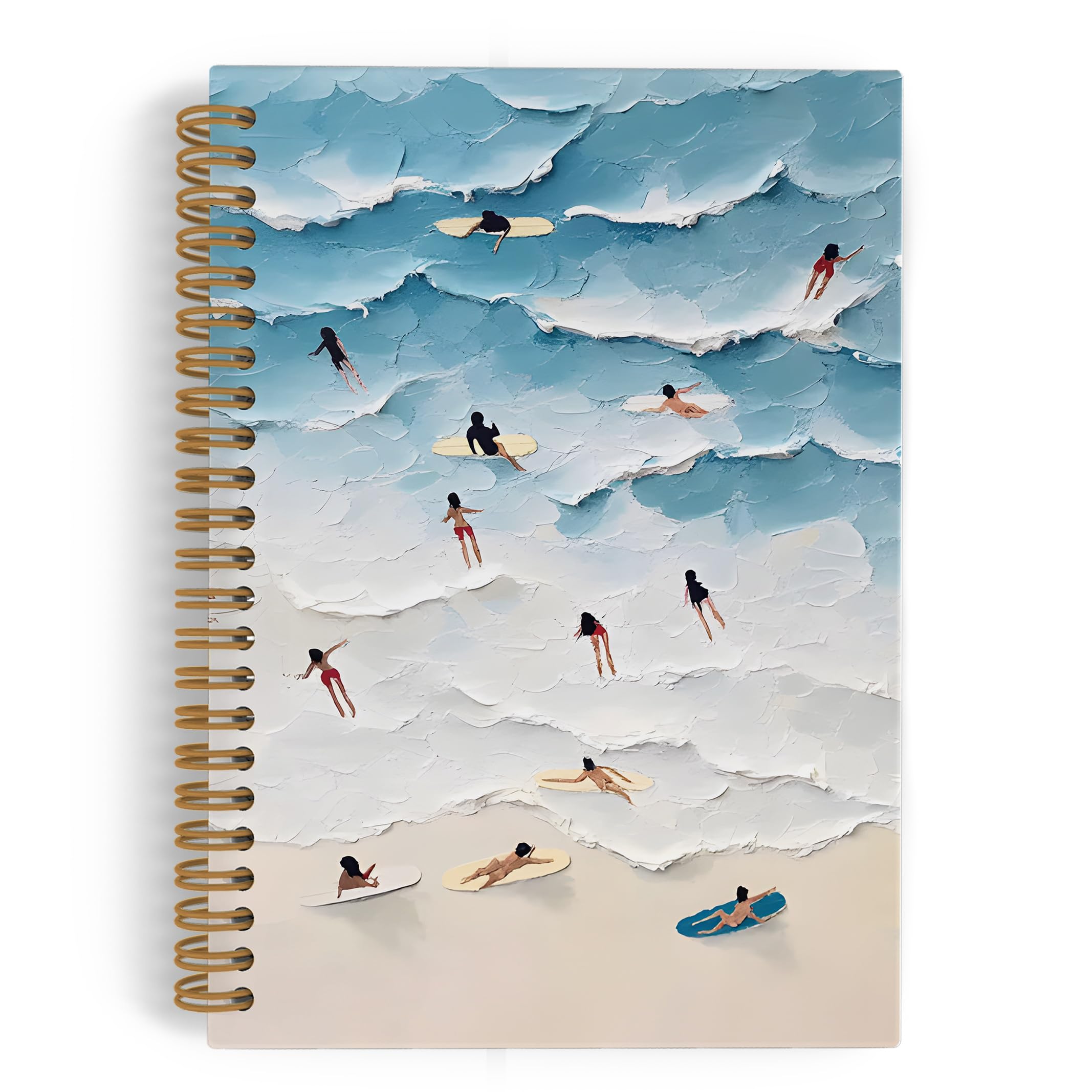 QLMX Coastal Beach Surf Spiral Notebook, Surfing Gifts for Teacher, Ocean Journal Notebook, Surf Notebooks for School Work, Beach Office Supplies