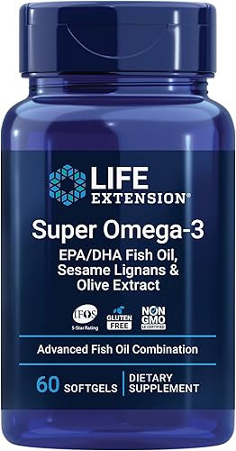 Life Extension Super Omega-3 EPADHA Aceite de pescado lignanos de sésamo y extracto de oliva sin gluten sin OMG 60 cápsulas blandas disponible en Yaxa Colombia