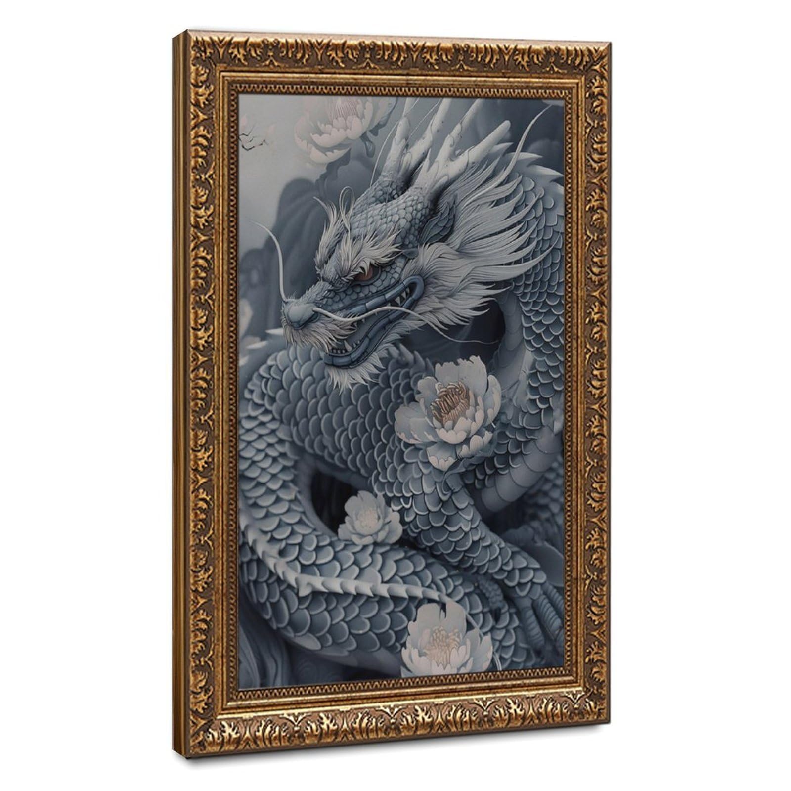 Bareronor Japanese Blue Dragon Poster Canvas Poster Bedroom Decor Landscape Office Room Decor Gift 24" L X 36" W