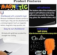 Vista 3 de Papel de Contacto Magnético de Pizarra para Pared 46.3"x18" Pegatina Autoadhesiva de Tablero Magnético de Pared con 36 Letras Magnéticas