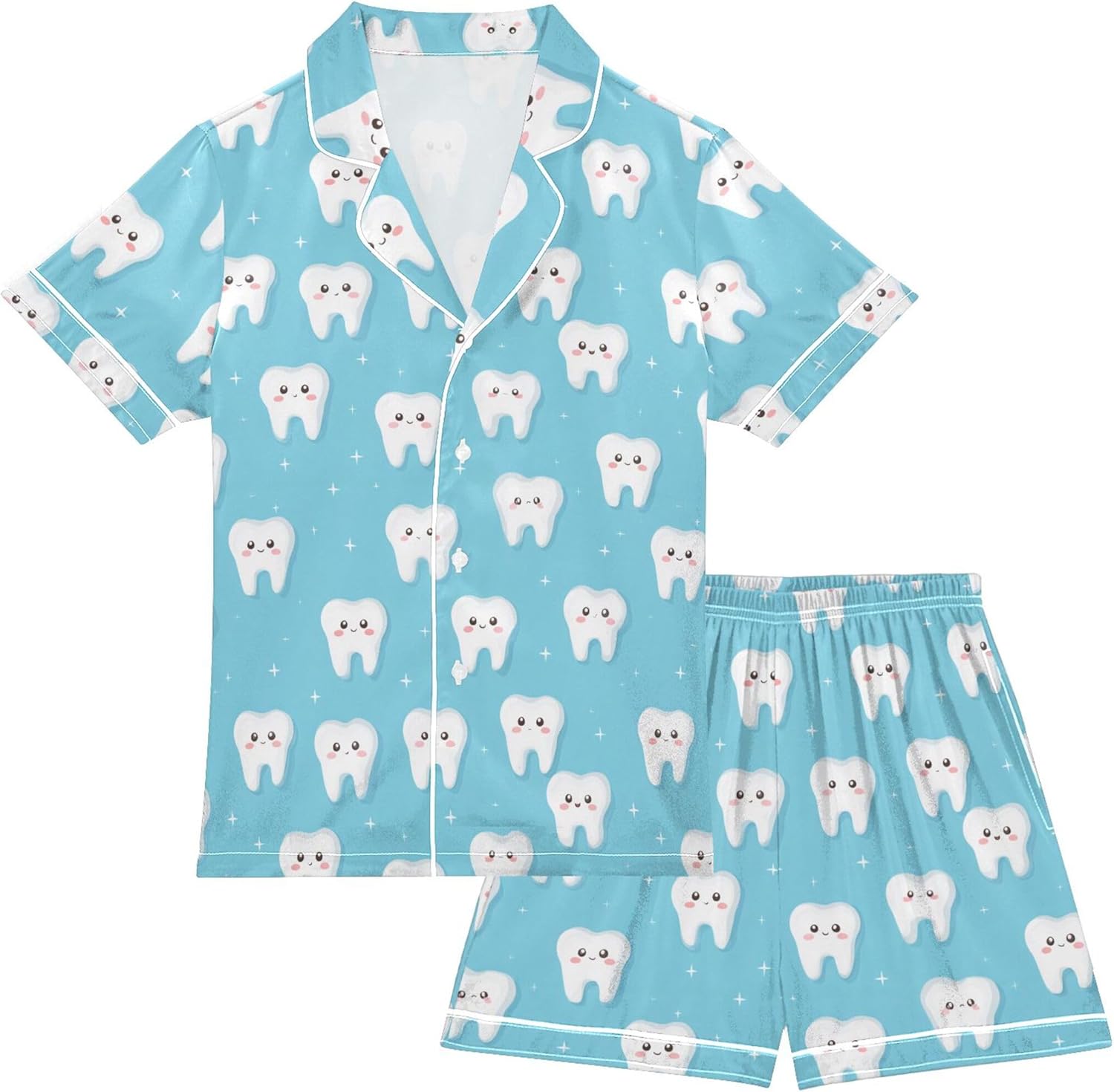 Silk Pajama Sets Short Sleeve Pajamas Soft Sleepwear 2 Piece Pjs Set
