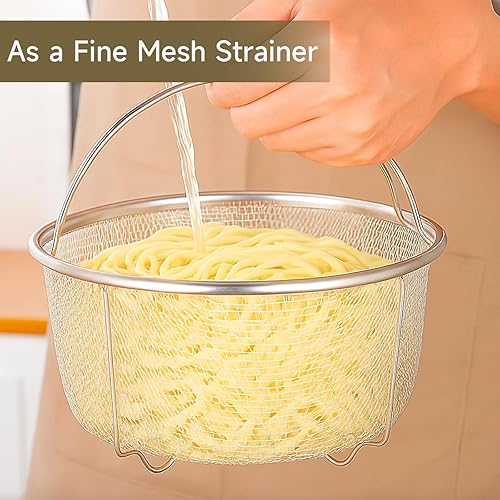 Miniatura 6 de Cesta de vapor de acero inoxidable, cesta de vapor para verduras para olla instantánea, accesorios de 6 u 8 cuartos de galón, inserto instantáneo de