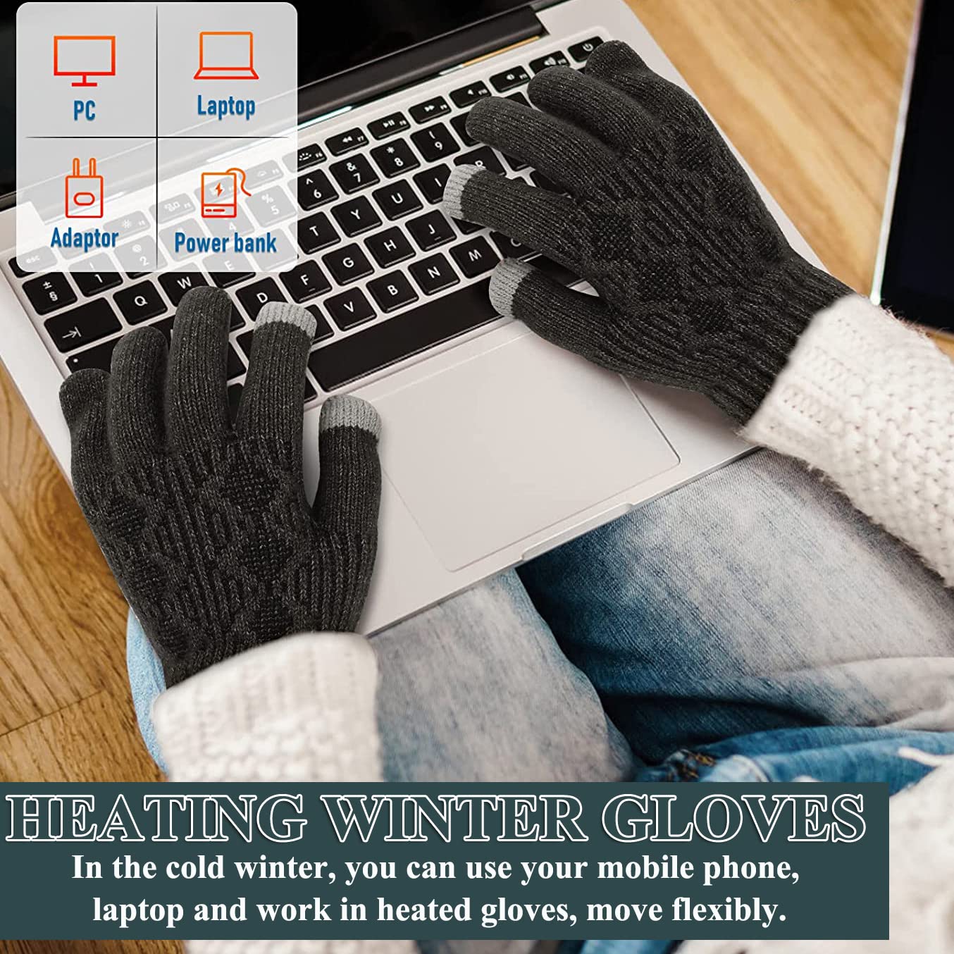 Gants Chauffants USB - 3 Températures, Anti-dérapants, Pour Extérieur, Bureau, Vélo, Pêche, Hiver
