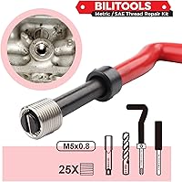 Vista 25 de BILITOOLS Kit de reparación de roscas helicoidales métricas, 131 piezas HSS Drill Heli Coil Kit de reparación M5 M6 M8 M10 M12