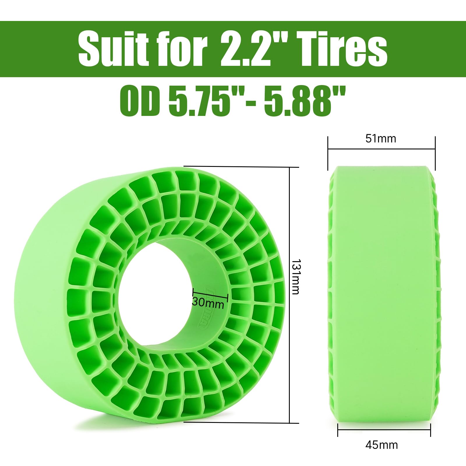 INJORA 4PCS Inserto de Goma de Silicona para Neumáticos de 146-149mm (5,75" OD) 2.2"