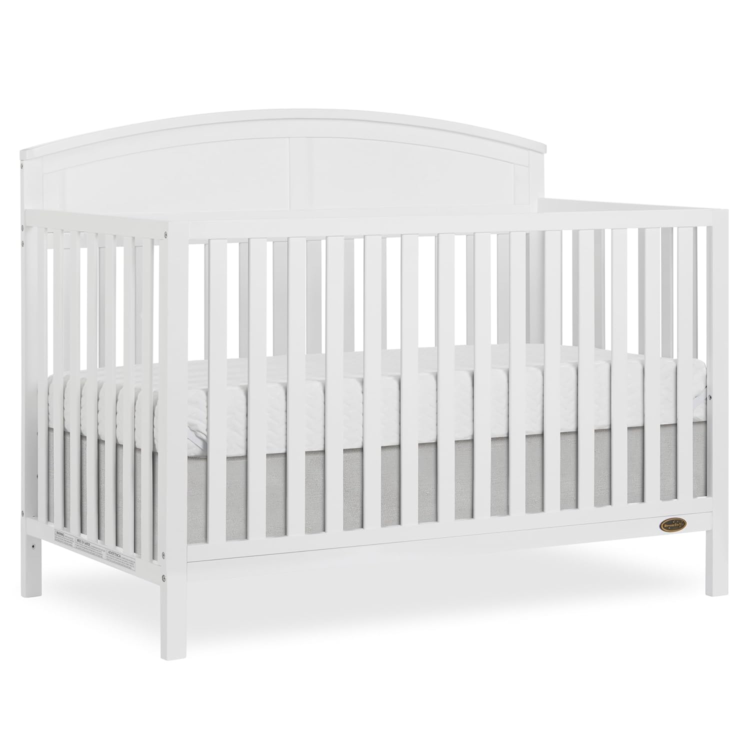 Dream On Me Storybrooke 5-in-1 Convertible Full-Size Baby Crib in White, GreenGuard Gold & JPMA, Convert to Toddler, Day & Full-Size Bed Sustainable Pinewood, 3 Mattress Heights Crib White