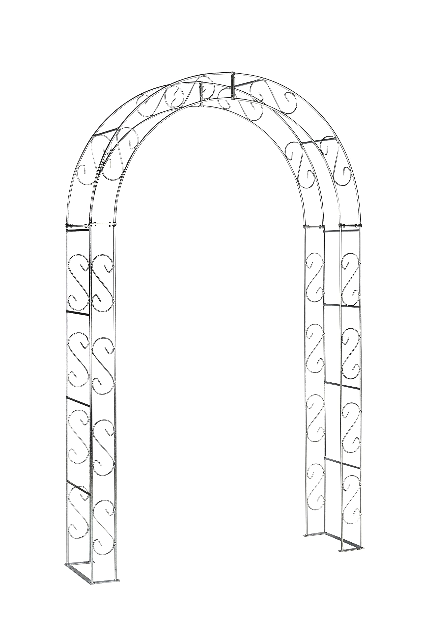 Hirsch Terracotta Rosenbogen Breite 140 cm Rund aus Metall stabil, Feuerverzinkt Volleisen 12 mm B-H-T 140x245x40cm, Rankgitter verzinkt Zink