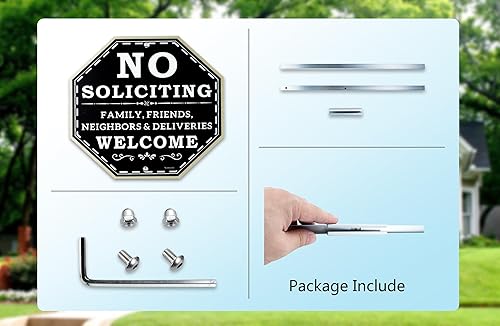 Miniatura 8 de Letreros grandes de No Soliciting para casa o negocio, paquete de 2 carteles de metal de aluminio de 14 x 10 pulgadas de 14 x 10 pulgadas, sin