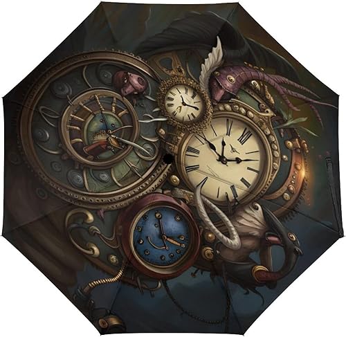 AMRANDOM Paraguas plegable de viaje automático abierto de tres pliegues para el uso al aire libre de la lluvia del coche para el uso al aire libre