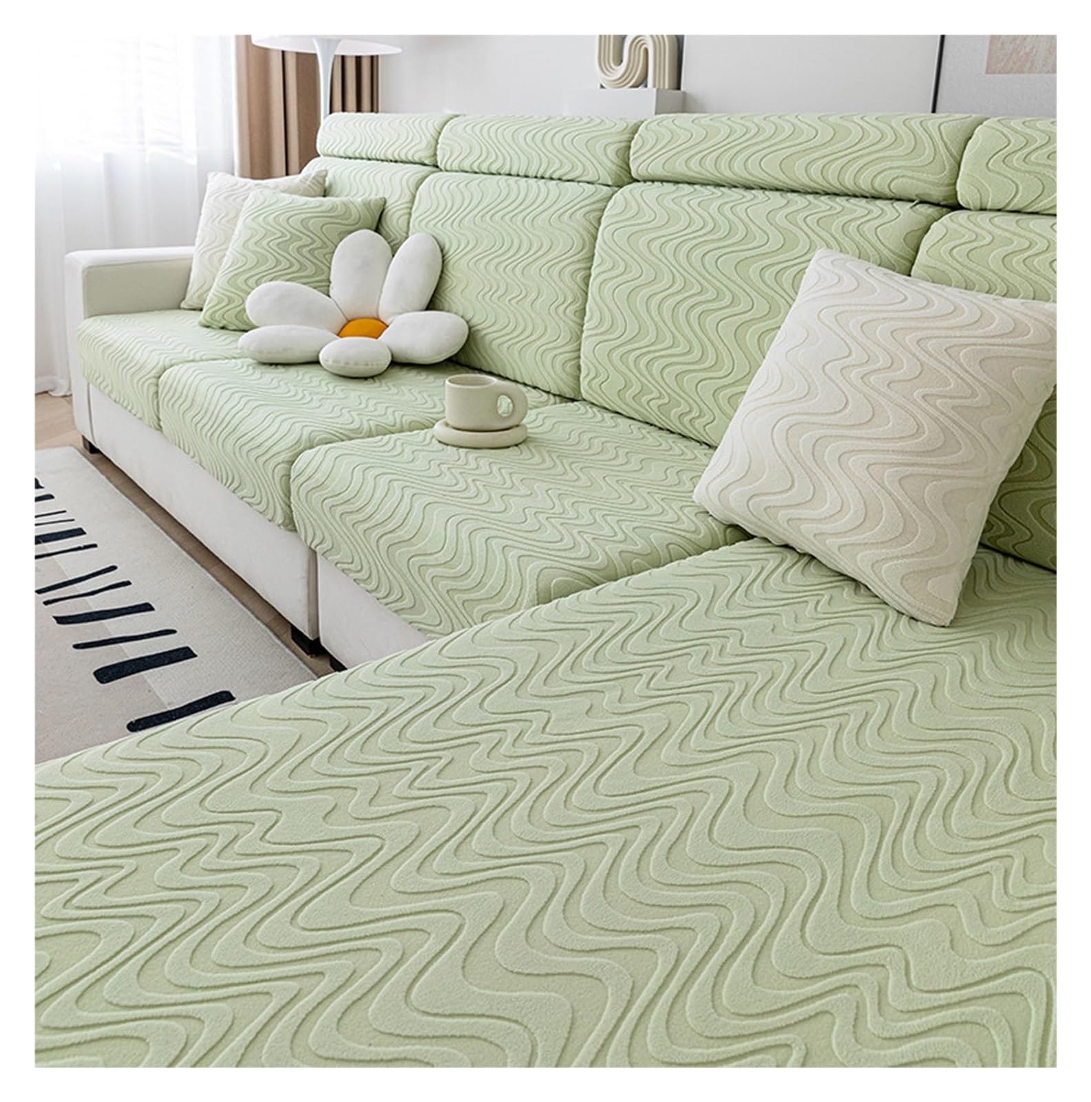Housse de coussin velours dossier canapé d'angle fini les tissus qui glissent
