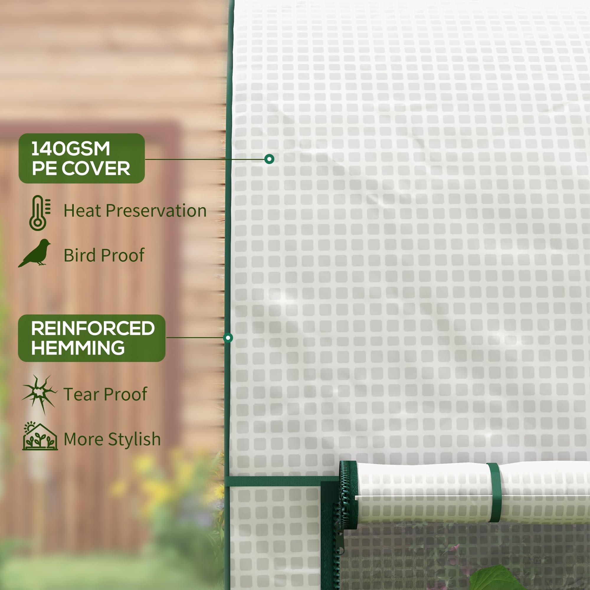 Outsunny Walk-In Greenhouse with Zipped Roll Up Doors - Image 4