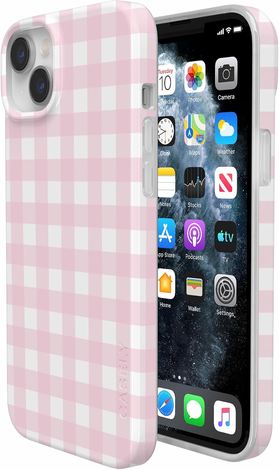 Casely iPhone 14 Plus Case | Pink Plaid | Sunday Best | Compatible with MagSafe | Classic Ultra Slim Design