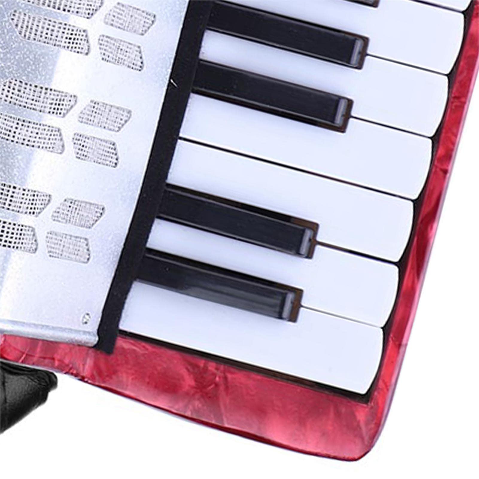 Concertina ABS 17 Touches 8 Basses avec Décor en Celluloïd, Instrument de Musique pour Débutants, Léger avec Sangle Réglable (rouge)