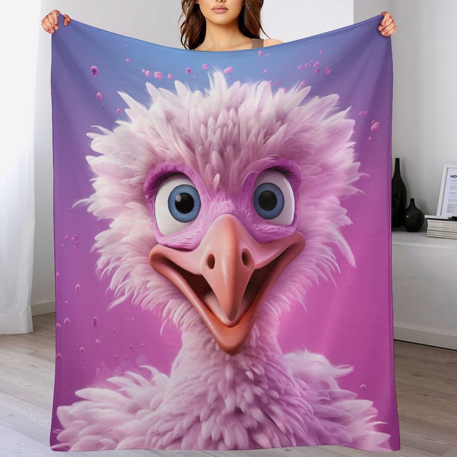 Manta de franela cálida de avestruz de 140x180 cm para todo el año