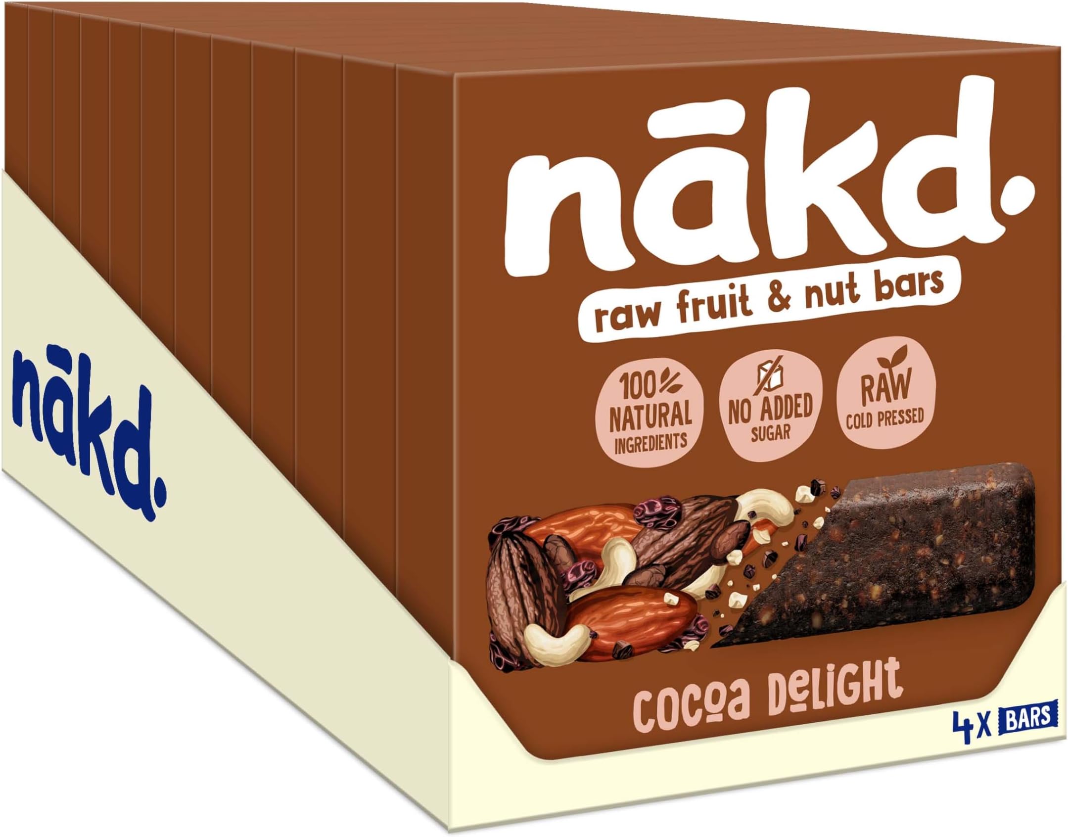Nakd Cocoa Delight Natural Fruit & Nut Bars - Vegan - Healthy Snack - Gluten Free - 35g x 48 bars