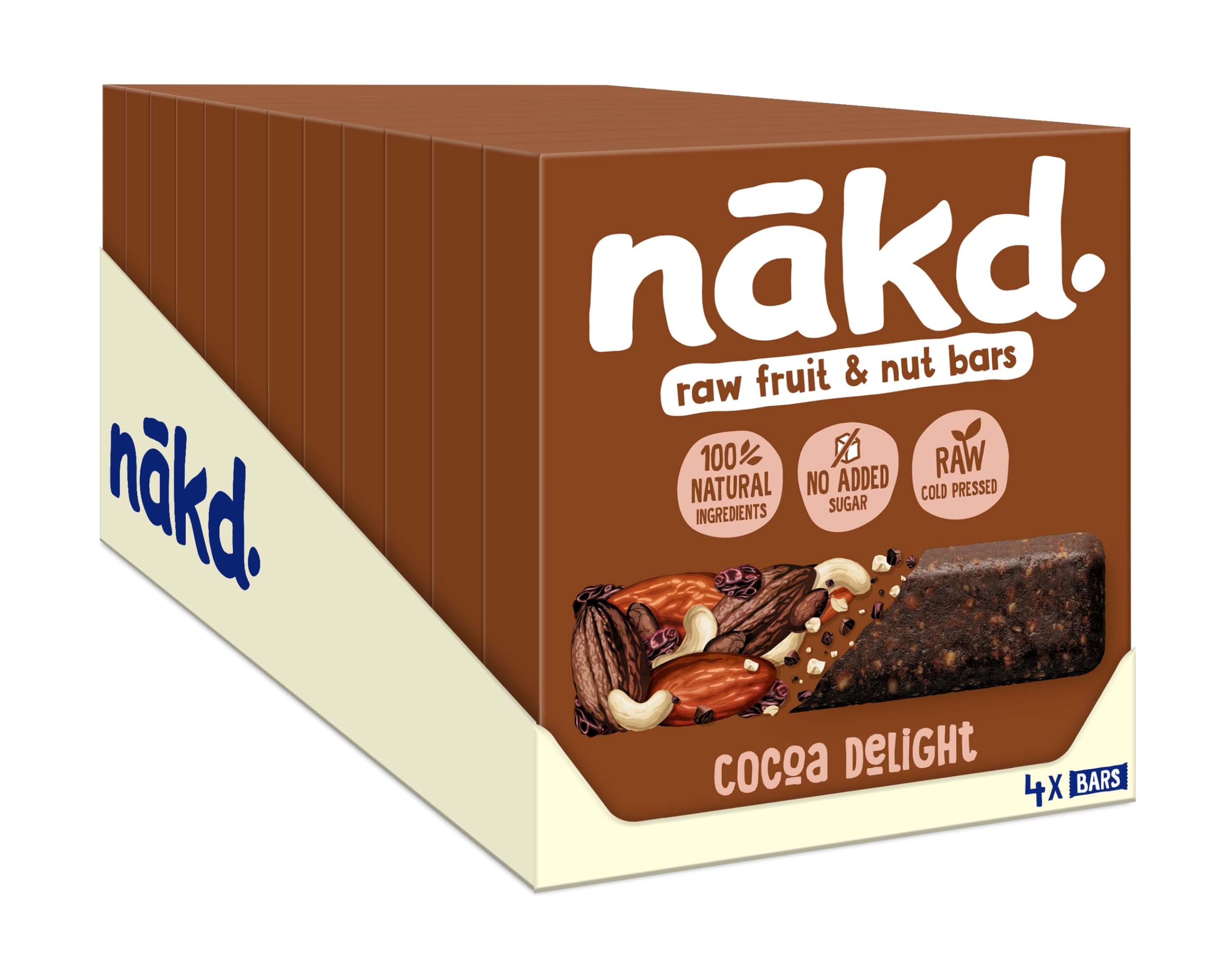 Nakd Cocoa Delight Natural Fruit & Nut Bars - Vegan - Healthy Snack - Gluten Free - 35g x 48 bars