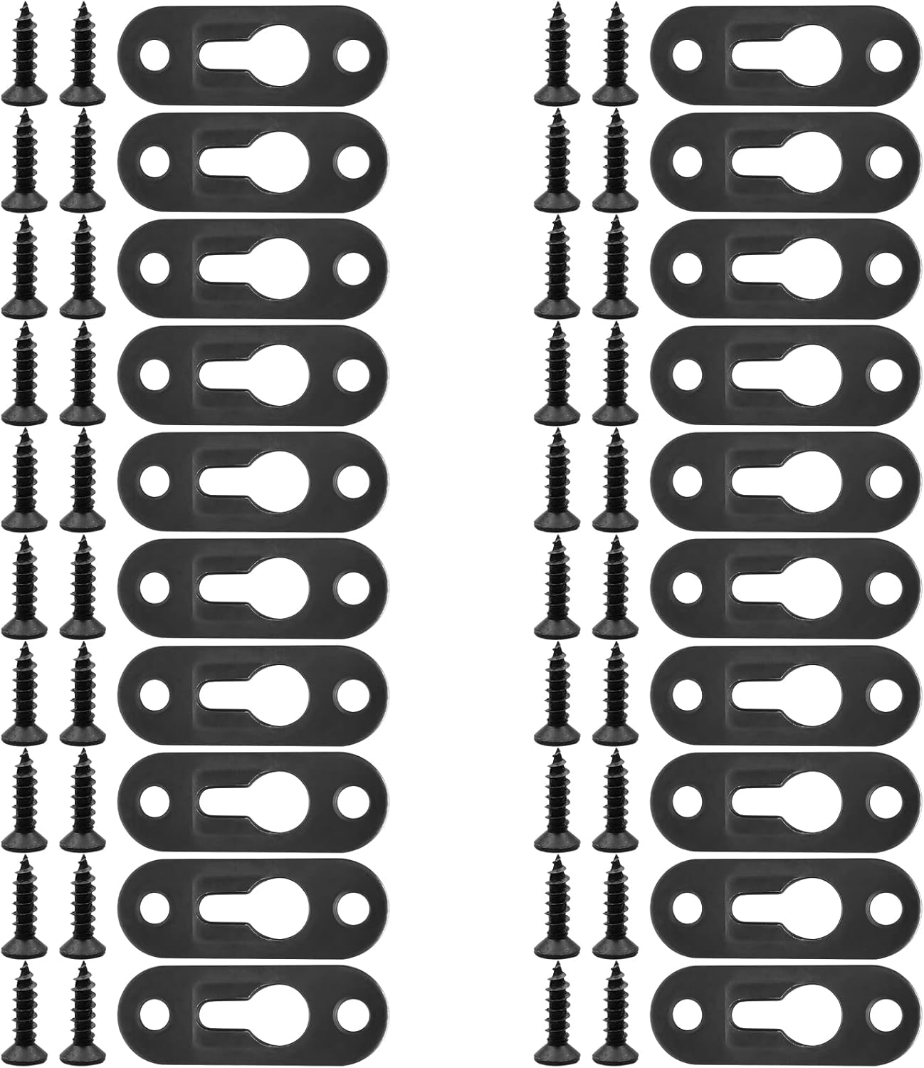 BokWin 20Pcs Metal Keyhole Plate with Screws,Black Keyhole