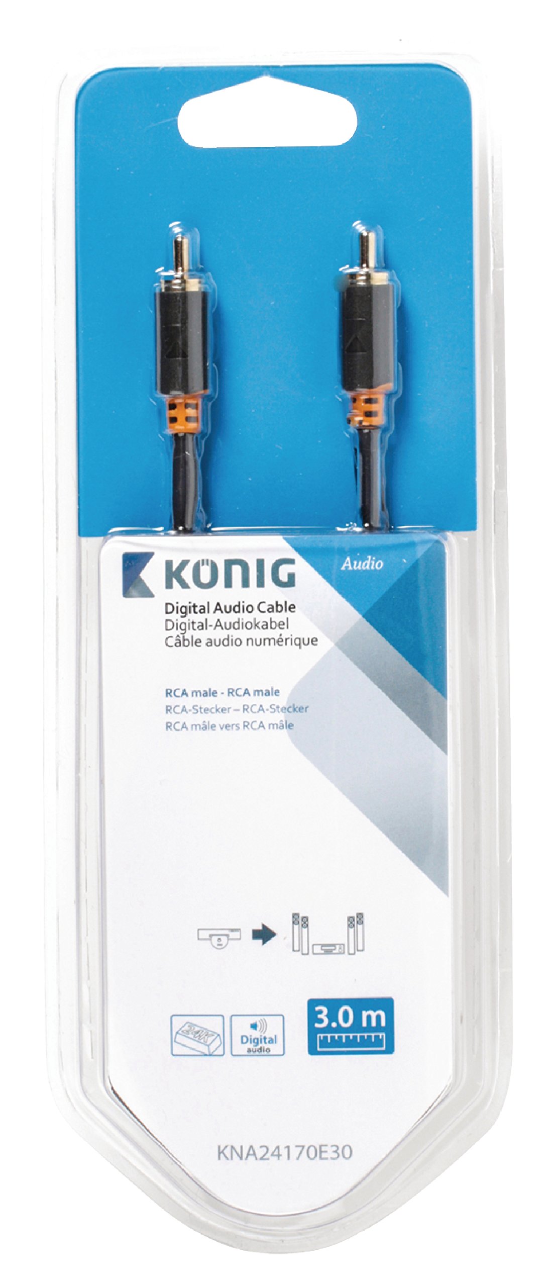 Cavo SCART-RCA König 2m - Collegamento DVD A TV, Grigio - Foto 5