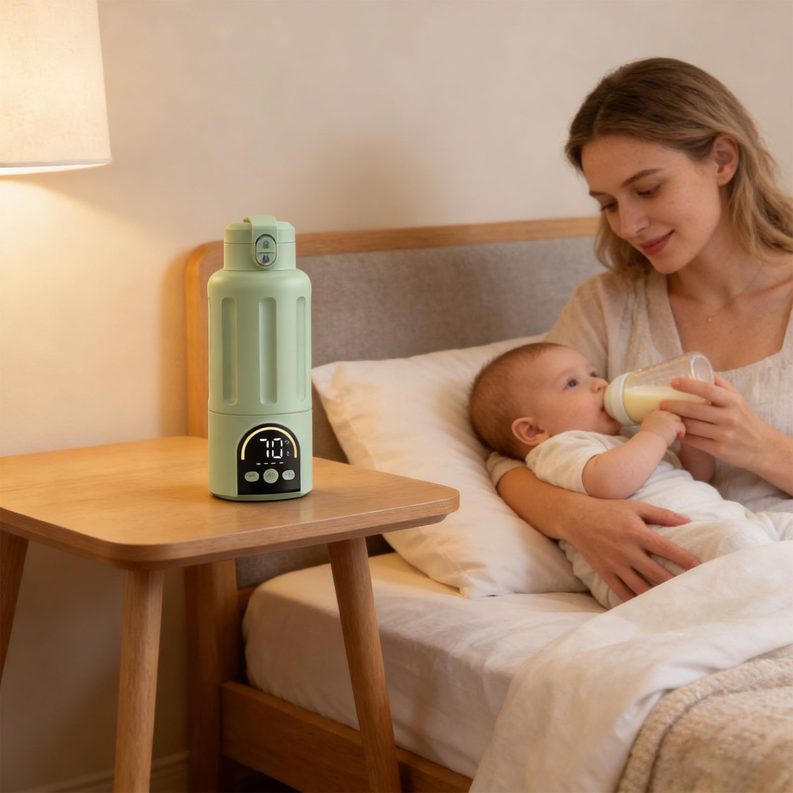 Chauffe-biberon rechargeable de 30 W pour nouveau-né et enfants - Tasse chauffante de 500 ml - Chauffe-biberon sans fil pour voyage en plein air - Chauffage de voyage - Tasse à lait