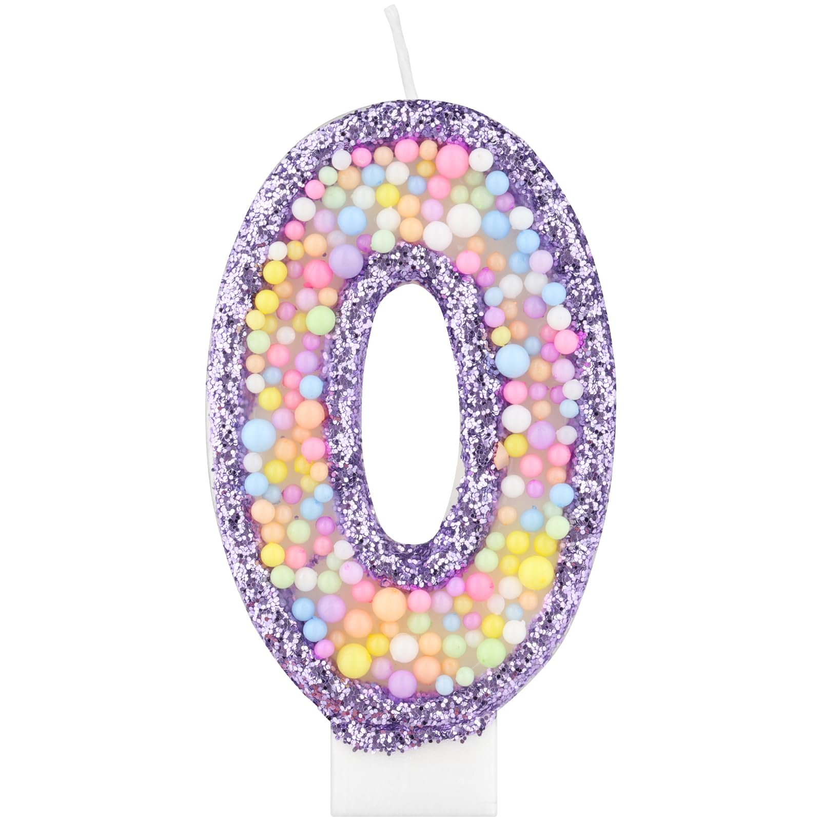 Purple Macaron Number 0 Candles Birthday,Girls Birthday Decorations Iridescent,Rainbow Number 0 Candles for Cake,Macaron Kpop Themed Party Decoration,Baby Showers Supplies
